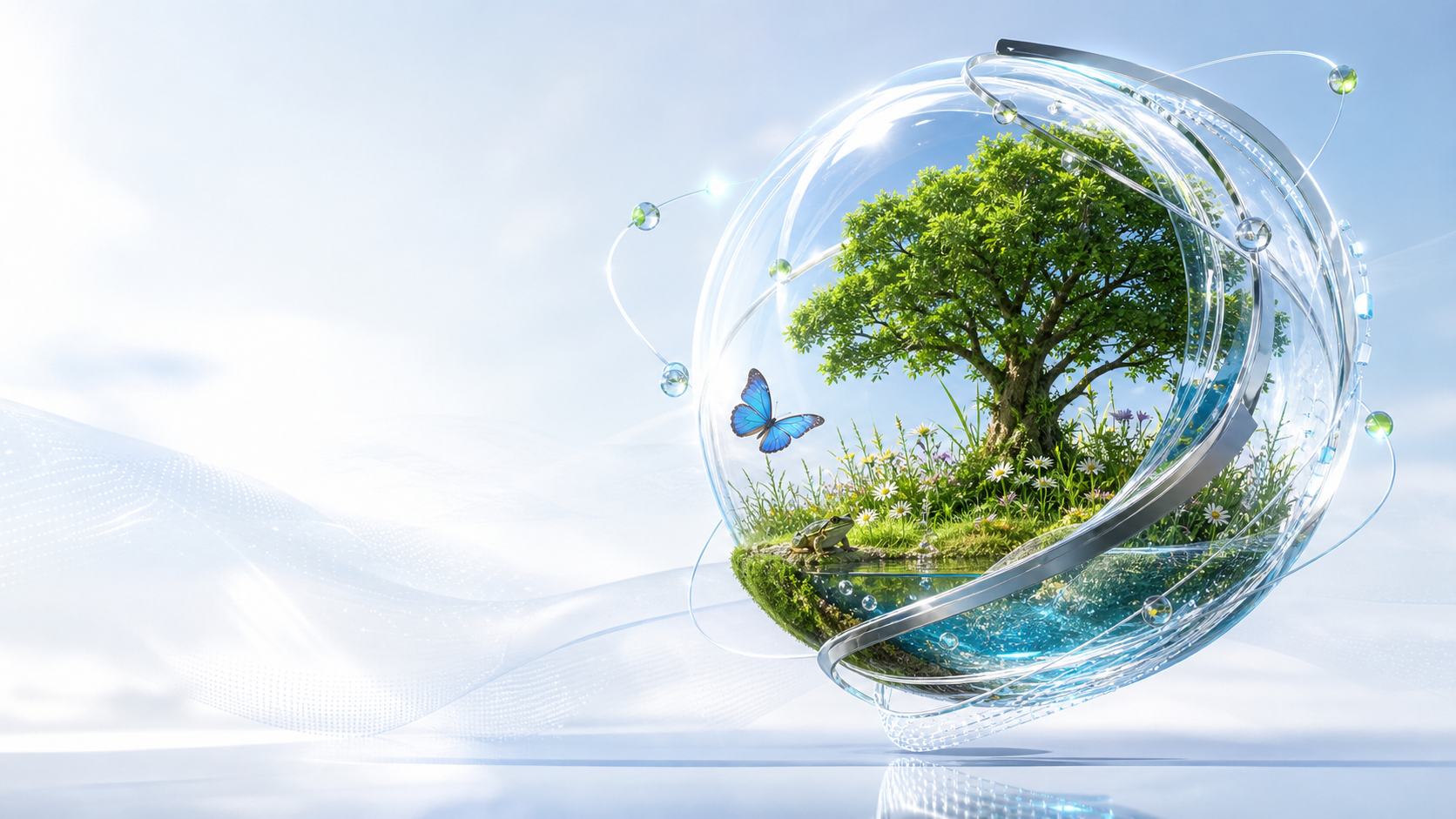 Un biotope vivant réuni dans une sphère de verre et de technologie